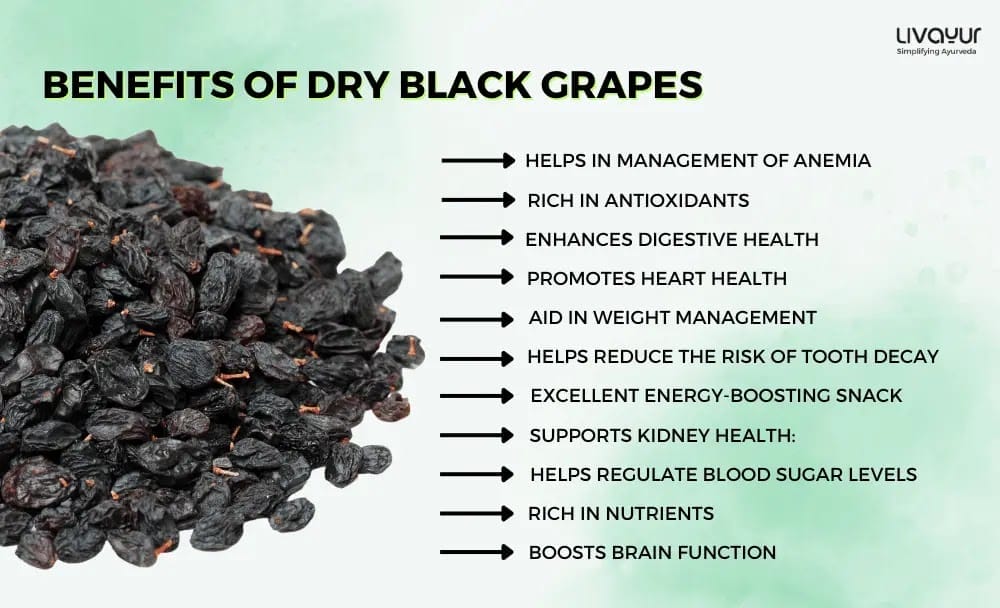 dry black grapes benefits